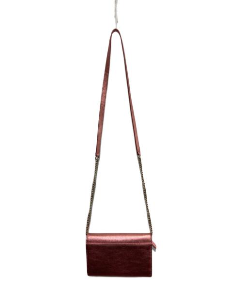 JIMMY CHOO（ジミーチュウ）JIMMY CHOO (ジミーチュウ) スタッズチェーンショルダーウォレット ピンクの古着・服飾アイテム