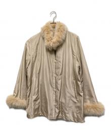 BALMAIN（バルマン）の古着「フォックスファーシルクリバーシブルコート」｜ベージュ