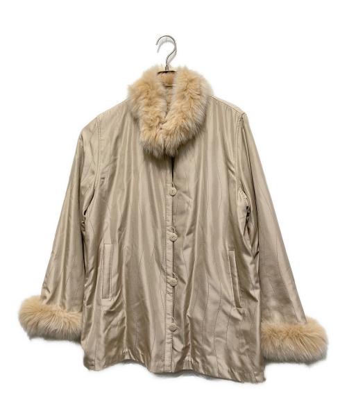 BALMAIN（バルマン）BALMAIN (バルマン) フォックスファーシルクリバーシブルコート ベージュ サイズ:Lの古着・服飾アイテム