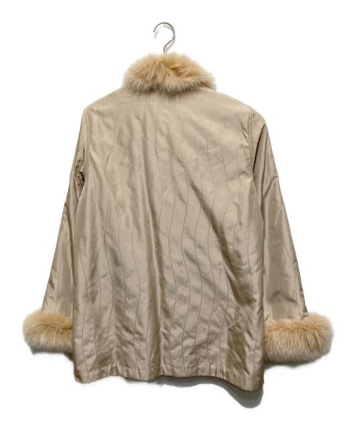BALMAIN（バルマン）BALMAIN (バルマン) フォックスファーシルクリバーシブルコート ベージュ サイズ:Lの古着・服飾アイテム