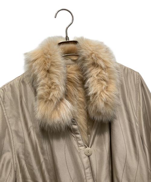 BALMAIN（バルマン）BALMAIN (バルマン) フォックスファーシルクリバーシブルコート ベージュ サイズ:Lの古着・服飾アイテム
