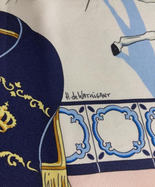 HERMES（エルメス）HERMES (エルメス) シルクスカーフ 王立アンダルシア馬術学校 ピンク×ホワイトの古着・服飾アイテム