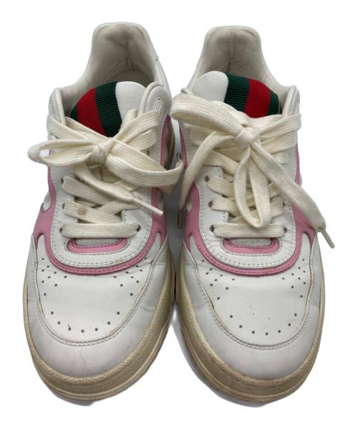 GUCCI（グッチ）GUCCI (グッチ) Re-Web リウェブ レザースニーカー ホワイト サイズ:38の古着・服飾アイテム