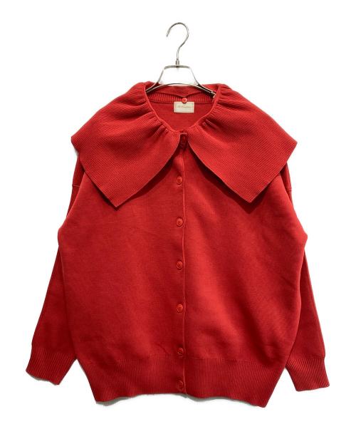 Re.Verofonna（ヴェロフォンナ）Re.Verofonna (ヴェロフォンナ) 襟付きニットジャケット レッド サイズ:38の古着・服飾アイテム
