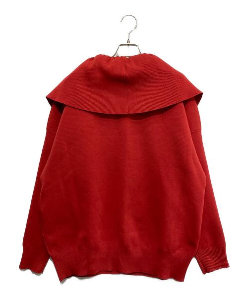 Re.Verofonna（ヴェロフォンナ）Re.Verofonna (ヴェロフォンナ) 襟付きニットジャケット レッド サイズ:38の古着・服飾アイテム