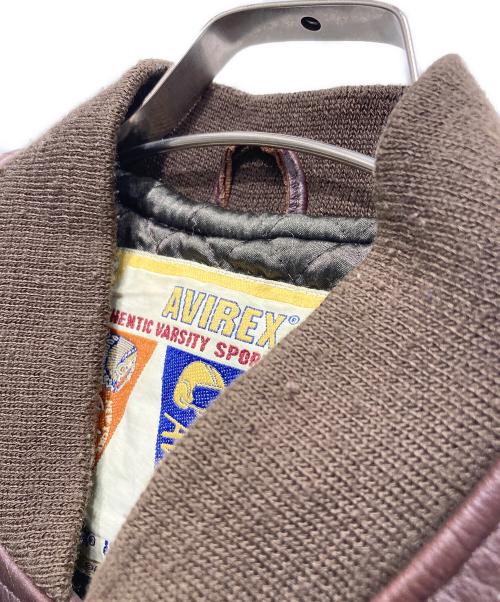 AVIREX（アヴィレックス）AVIREX (アヴィレックス) 刺繍カウレザージャケット ブラウン サイズ:Mの古着・服飾アイテム