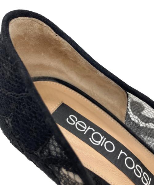 sergio rossi（セルジオロッシ）sergio rossi (セルジオロッシ) SR1 ビジューバックル付きベロアヒールパンプス ブラック サイズ:38の古着・服飾アイテム