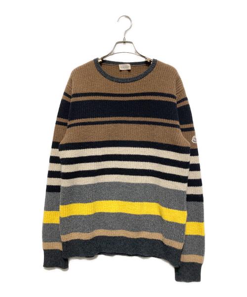 MONCLER（モンクレール）MONCLER (モンクレール) MAGLIONE TRICOT GIROCOLLO  ボーダーニット ブラウン サイズ:Lの古着・服飾アイテム