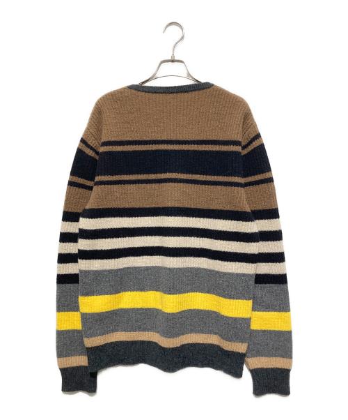MONCLER（モンクレール）MONCLER (モンクレール) MAGLIONE TRICOT GIROCOLLO  ボーダーニット ブラウン サイズ:Lの古着・服飾アイテム