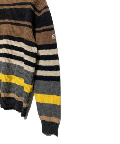 MONCLER（モンクレール）MONCLER (モンクレール) MAGLIONE TRICOT GIROCOLLO  ボーダーニット ブラウン サイズ:Lの古着・服飾アイテム