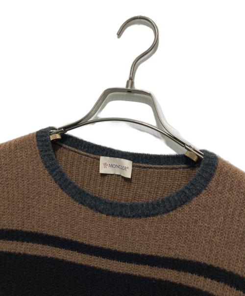 MONCLER（モンクレール）MONCLER (モンクレール) MAGLIONE TRICOT GIROCOLLO  ボーダーニット ブラウン サイズ:Lの古着・服飾アイテム