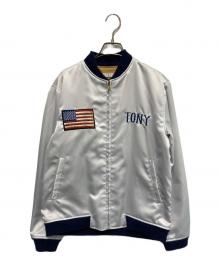 BUZZ RICKSON'S（バズリクソンズ）の古着「SATIN TOUR JACKET 第18戦闘爆撃航空団 18th FTR-BOMB WING」｜グレー×ネイビー