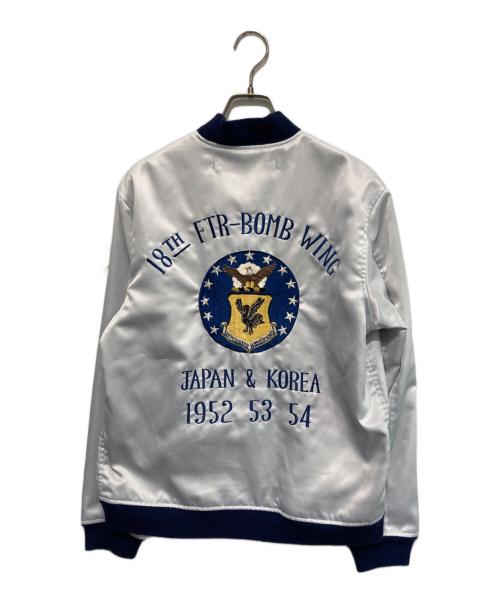BUZZ RICKSON'S（バズリクソンズ）Buzz Rickson's (バズリクソンズ) SATIN TOUR JACKET 第18戦闘爆撃航空団 18th FTR-BOMB WING グレー×ネイビー サイズ:38の古着・服飾アイテム