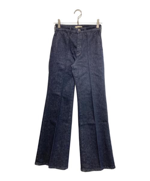 YANUK（ヤヌーク）YANUK (ヤヌーク) ピンタックフレアデニムパンツ ネイビー サイズ:Sの古着・服飾アイテム