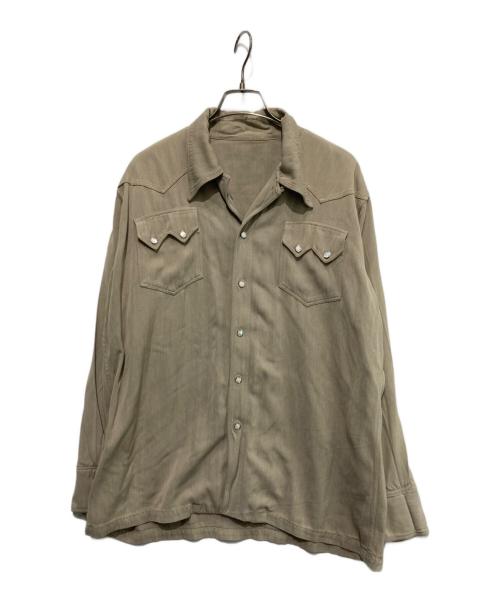 -（-）- (-) レーヨンギャバウエスタンシャツ ベージュ サイズ:-の古着・服飾アイテム