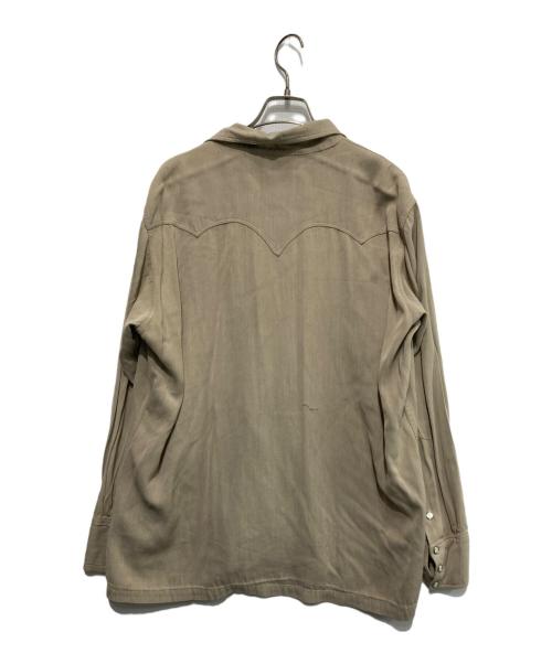 -（-）- (-) レーヨンギャバウエスタンシャツ ベージュ サイズ:-の古着・服飾アイテム