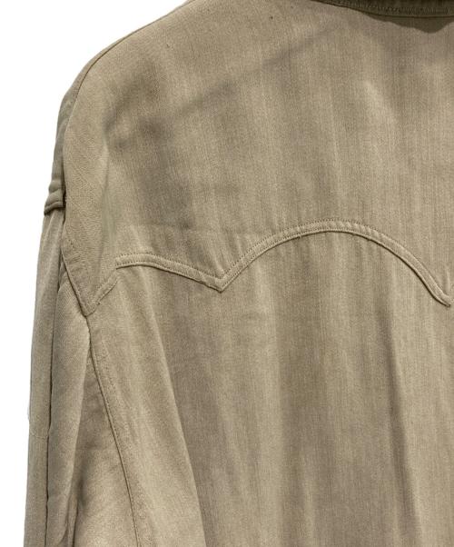 -（-）- (-) レーヨンギャバウエスタンシャツ ベージュ サイズ:-の古着・服飾アイテム