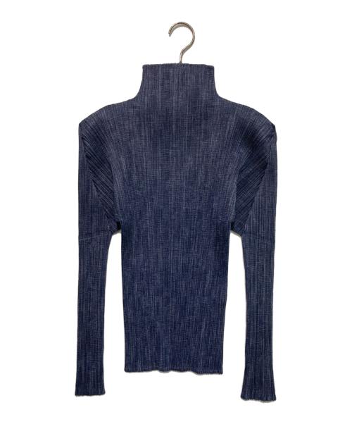 PLEATS PLEASE（プリーツプリーズ）PLEATS PLEASE (プリーツプリーズ) プチールハイネックカットソー ネイビー サイズ:34の古着・服飾アイテム