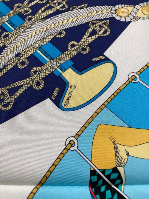 HERMES（エルメス）HERMES (エルメス) Circus カレ90 シルクスカーフ ブルーの古着・服飾アイテム