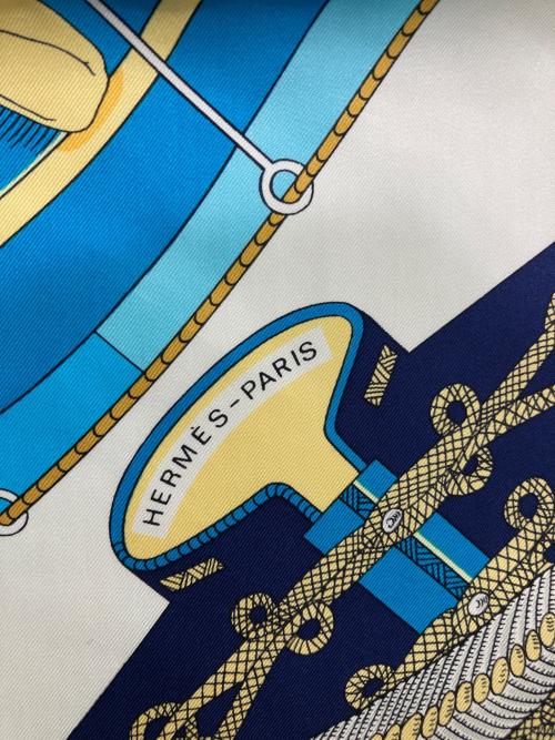 HERMES（エルメス）HERMES (エルメス) Circus カレ90 シルクスカーフ ブルーの古着・服飾アイテム