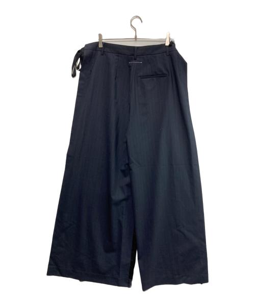 MM6 Maison Margiela（エムエムシックスメゾンマルジェラ）MM6 Maison Margiela (エムエムシックスメゾンマルジェラ) 再構築ラップワイドパンツ ネイビー サイズ:36の古着・服飾アイテム