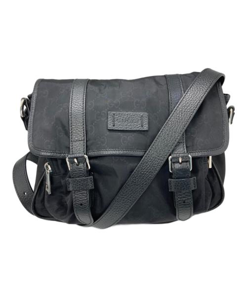 GUCCI（グッチ）GUCCI (グッチ) メッセンジャーバッグクロスバッグ/GGパターン/ナイロンショルダーバッグ ブラックの古着・服飾アイテム