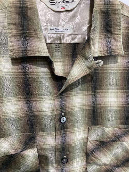 SPORTSMAN（スポーツマン）Sportsman (スポーツマン) オンブレ チェックオープンカラーシャツ カーキ サイズ:Mの古着・服飾アイテム