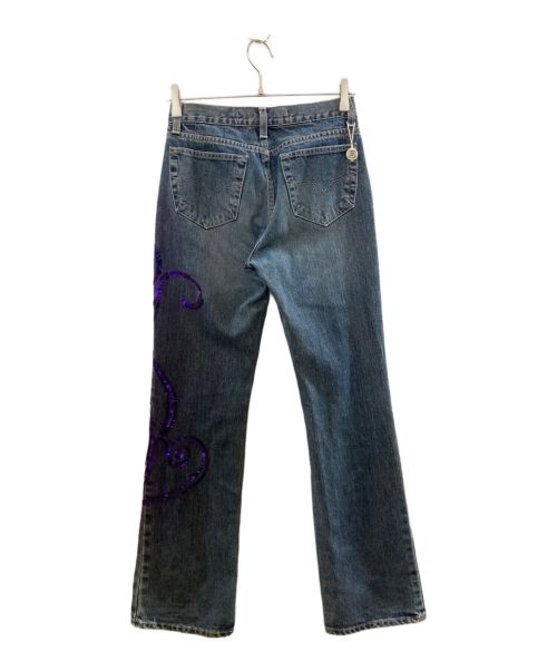VERSACE JEANS COUTURE（ヴェルサーチ ジーンズクチュール）VERSACE JEANS COUTURE (ヴェルサーチ ジーンズクチュール) スパンコール刺繍デニムパンツ インディゴ サイズ:表記無しの古着・服飾アイテム