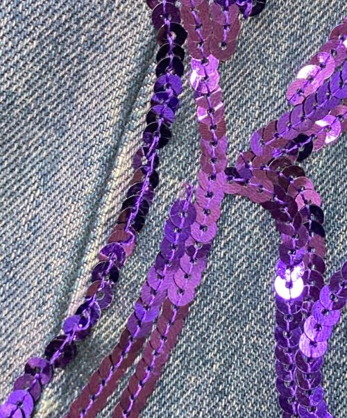 VERSACE JEANS COUTURE（ヴェルサーチ ジーンズクチュール）VERSACE JEANS COUTURE (ヴェルサーチ ジーンズクチュール) スパンコール刺繍デニムパンツ インディゴ サイズ:表記無しの古着・服飾アイテム