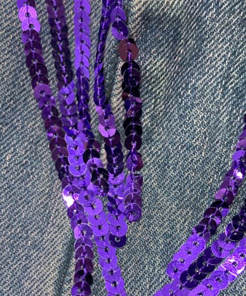 VERSACE JEANS COUTURE（ヴェルサーチ ジーンズクチュール）VERSACE JEANS COUTURE (ヴェルサーチ ジーンズクチュール) スパンコール刺繍デニムパンツ インディゴ サイズ:表記無しの古着・服飾アイテム