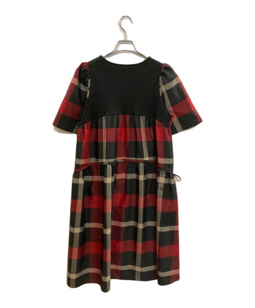 BLUE LABEL CRESTBRIDGE（ブルーレーベルクレストブリッジ）BLUE LABEL CRESTBRIDGE (ブルーレーベルクレストブリッジ) クレストブリッジチェッククロッシングツイルティアードドレス/BLUE LABEL CRESTBRIDGE レッド サイズ:38の古着・服飾アイテム