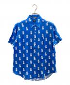 POLO RALPH LAURENポロ・ラルフローレン）の古着「総柄リネンシャツ/ポロ・ラルフローレン」｜ブルー