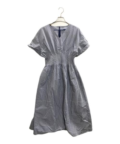 LE CIEL BLEU（ルシェルブルー）LE CIEL BLEU (ルシェルブルー) ギンガムチェックラウンドフォームドレス/ルシェルブルー/23S65519 ブルー×ホワイト サイズ:Sの古着・服飾アイテム