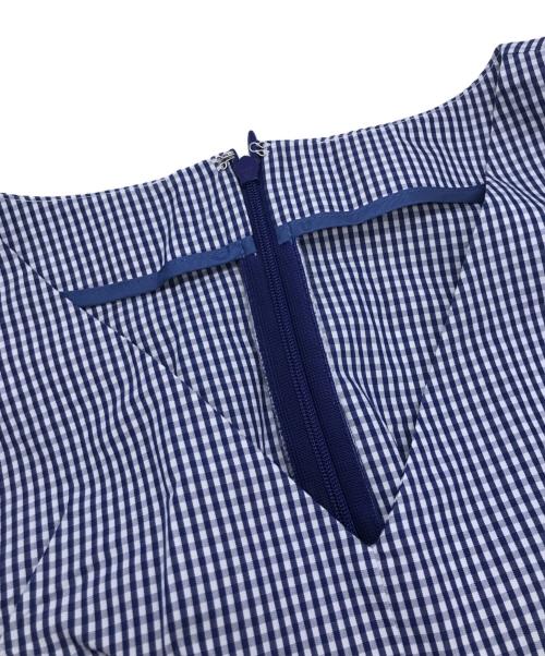 LE CIEL BLEU（ルシェルブルー）LE CIEL BLEU (ルシェルブルー) ギンガムチェックラウンドフォームドレス/ルシェルブルー/23S65519 ブルー×ホワイト サイズ:Sの古着・服飾アイテム