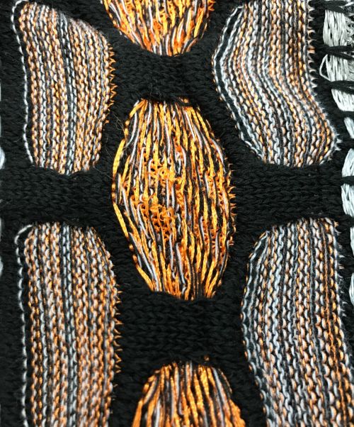 MCQ（マックキュー）MCQ (マックキュー) パターンニット セーター グレー×オレンジ サイズ:表記なしの古着・服飾アイテム