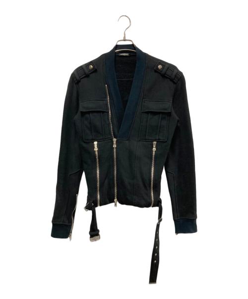 BALMAIN（バルマン）BALMAIN (バルマン) スウェットライダースジャケット　ブルーベルジャパン ブラック サイズ:Sの古着・服飾アイテム