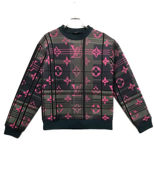 LOUIS VUITTON（ルイ ヴィトン）LOUIS VUITTON (ルイ ヴィトン) モノグラムジャカードスウェットシャツ グリーン×ピンク サイズ:ＸＳの古着・服飾アイテム