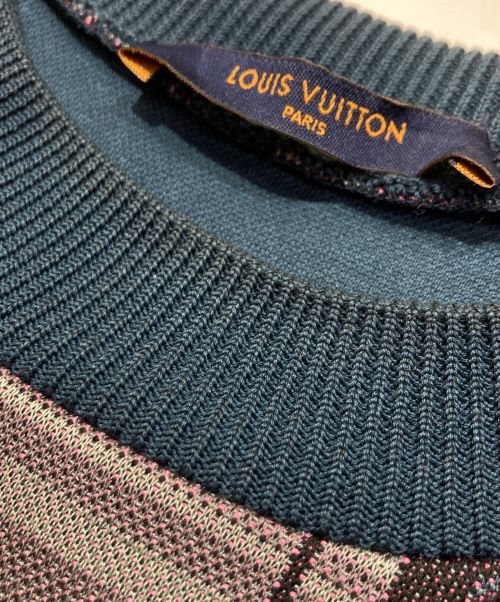 LOUIS VUITTON（ルイ ヴィトン）LOUIS VUITTON (ルイ ヴィトン) モノグラムジャカードスウェットシャツ グリーン×ピンク サイズ:ＸＳの古着・服飾アイテム