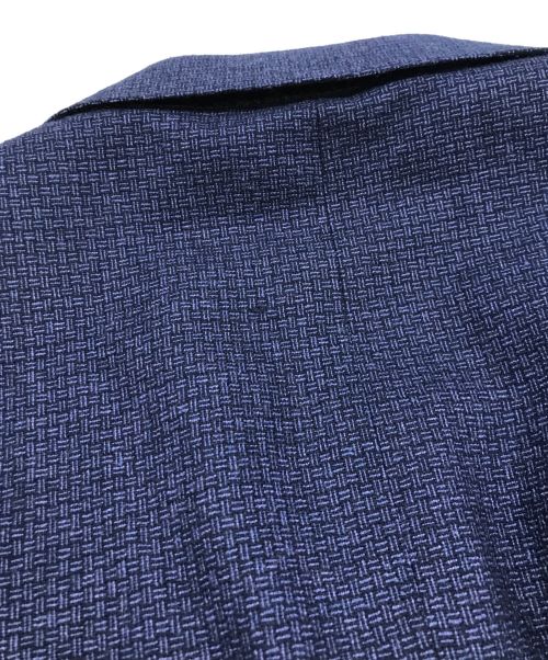 Paul Stuart（ポールスチュアート）Paul Stuart (ポールスチュアート) シルクカシミヤブレンドウールバスケットウィーブジャケット ブルー サイズ:46の古着・服飾アイテム