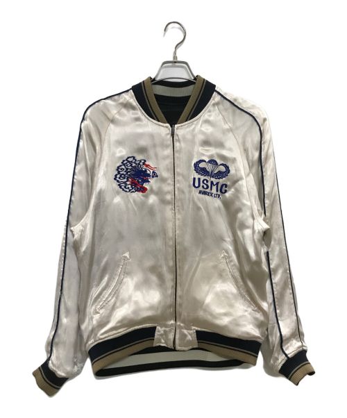 AVIREX（アヴィレックス）AVIREX (アヴィレックス) スーベニアジャケット　USMC SUKA JACKET ホワイト×ブラック サイズ:Ｌの古着・服飾アイテム