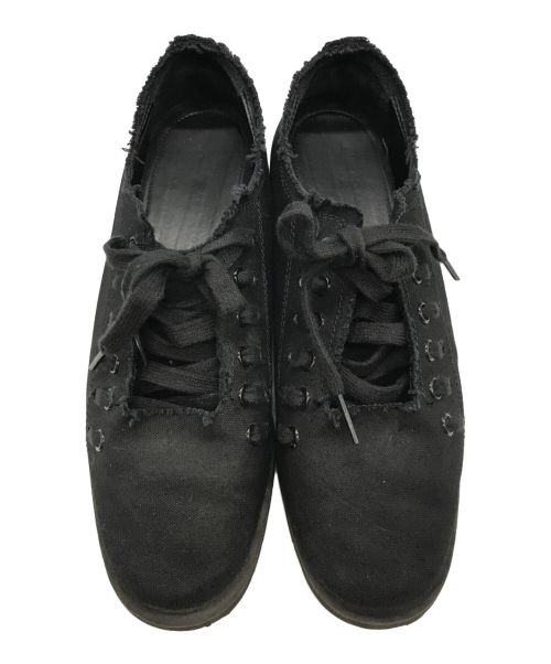 YOHJI YAMAMOTO（ヨウジヤマモト）YOHJI YAMAMOTO (ヨウジヤマモト) BLACK CANVAS LOW CUT SNEAKERS ブラック サイズ:02の古着・服飾アイテム