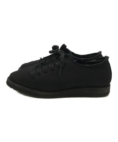 YOHJI YAMAMOTO（ヨウジヤマモト）YOHJI YAMAMOTO (ヨウジヤマモト) BLACK CANVAS LOW CUT SNEAKERS ブラック サイズ:02の古着・服飾アイテム