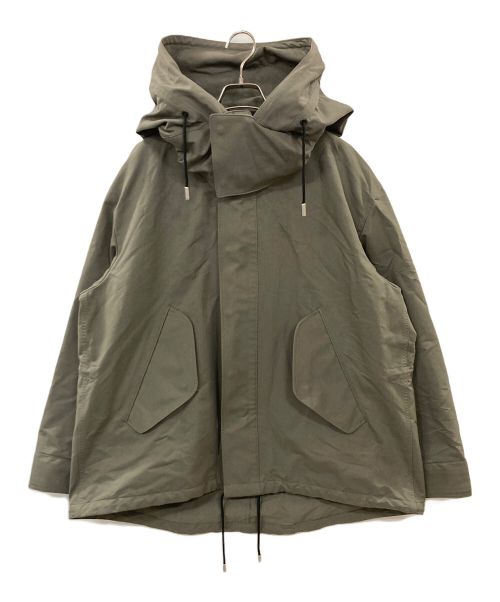 THE RERACS（ザ リラクス）THE RERACS (ザ リラクス) フーデッド ルーズ ショート モッズコート カーキ サイズ:48の古着・服飾アイテム