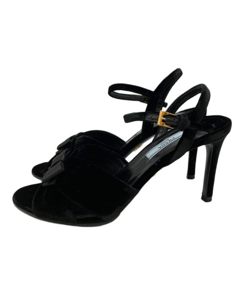 PRADA（プラダ）PRADA (プラダ) ベロアリボンヒールパンプス ブラック サイズ:37の古着・服飾アイテム