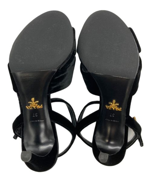 PRADA（プラダ）PRADA (プラダ) ベロアリボンヒールパンプス ブラック サイズ:37の古着・服飾アイテム