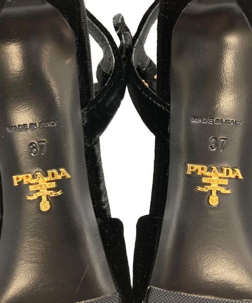 PRADA（プラダ）PRADA (プラダ) ベロアリボンヒールパンプス ブラック サイズ:37の古着・服飾アイテム