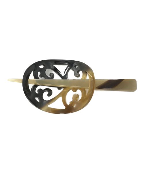 HERMES（エルメス）HERMES (エルメス) 簪　ロカイユバッファローホーン ベージュ×ブラウンの古着・服飾アイテム