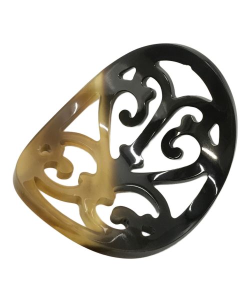 HERMES（エルメス）HERMES (エルメス) 簪　ロカイユバッファローホーン ベージュ×ブラウンの古着・服飾アイテム