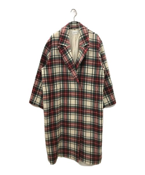 FRAY ID（フレイ アイディー）FRAY ID (フレイ アイディー) BIGウールコート レッド×ホワイトの古着・服飾アイテム