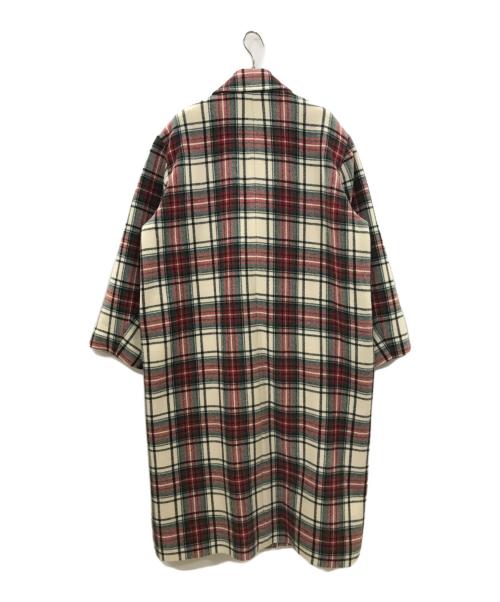 FRAY ID（フレイ アイディー）FRAY ID (フレイ アイディー) BIGウールコート レッド×ホワイトの古着・服飾アイテム